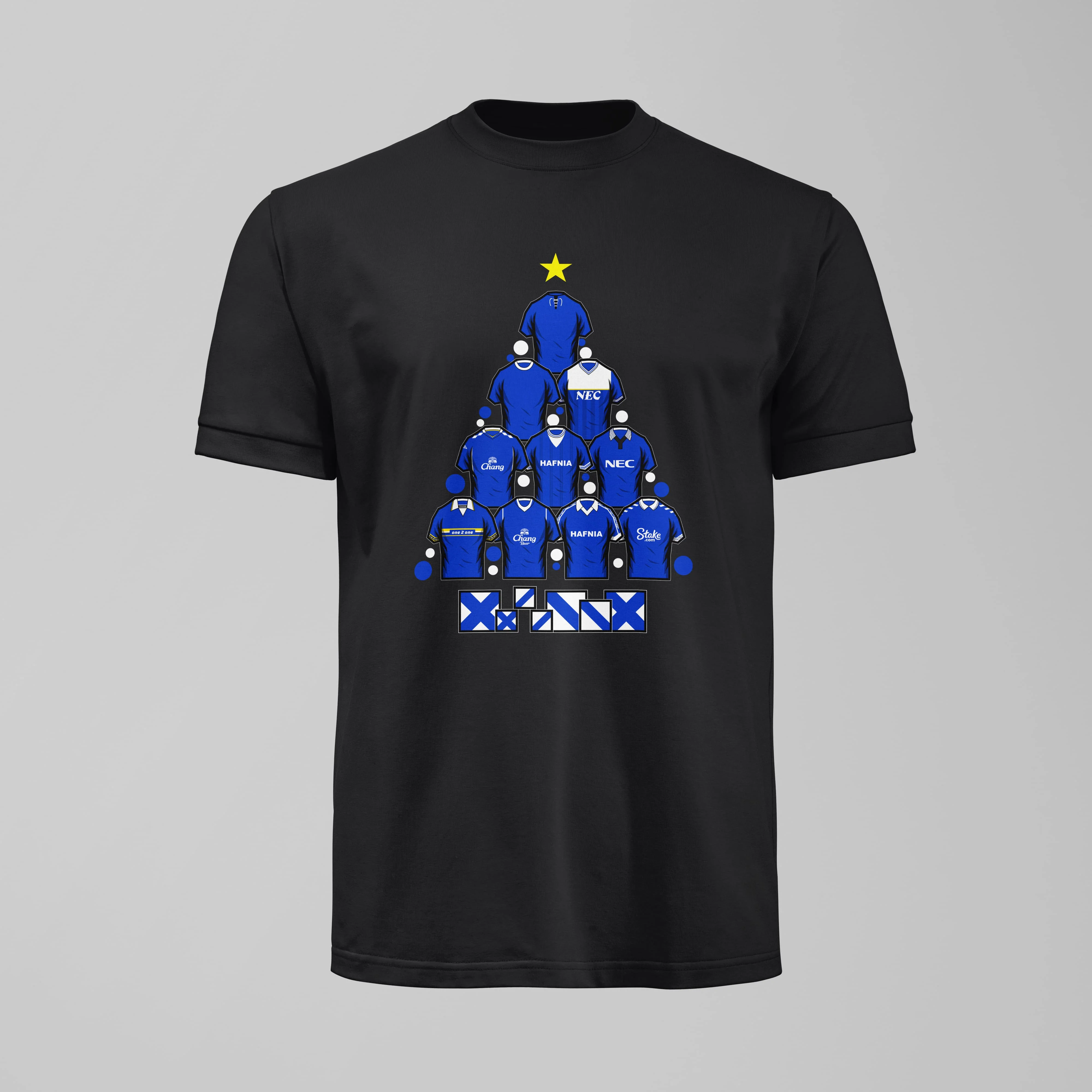 Kids Everton Christmas Tshirt – Retro Shirts & Archibald Leitch Tree - Image 2