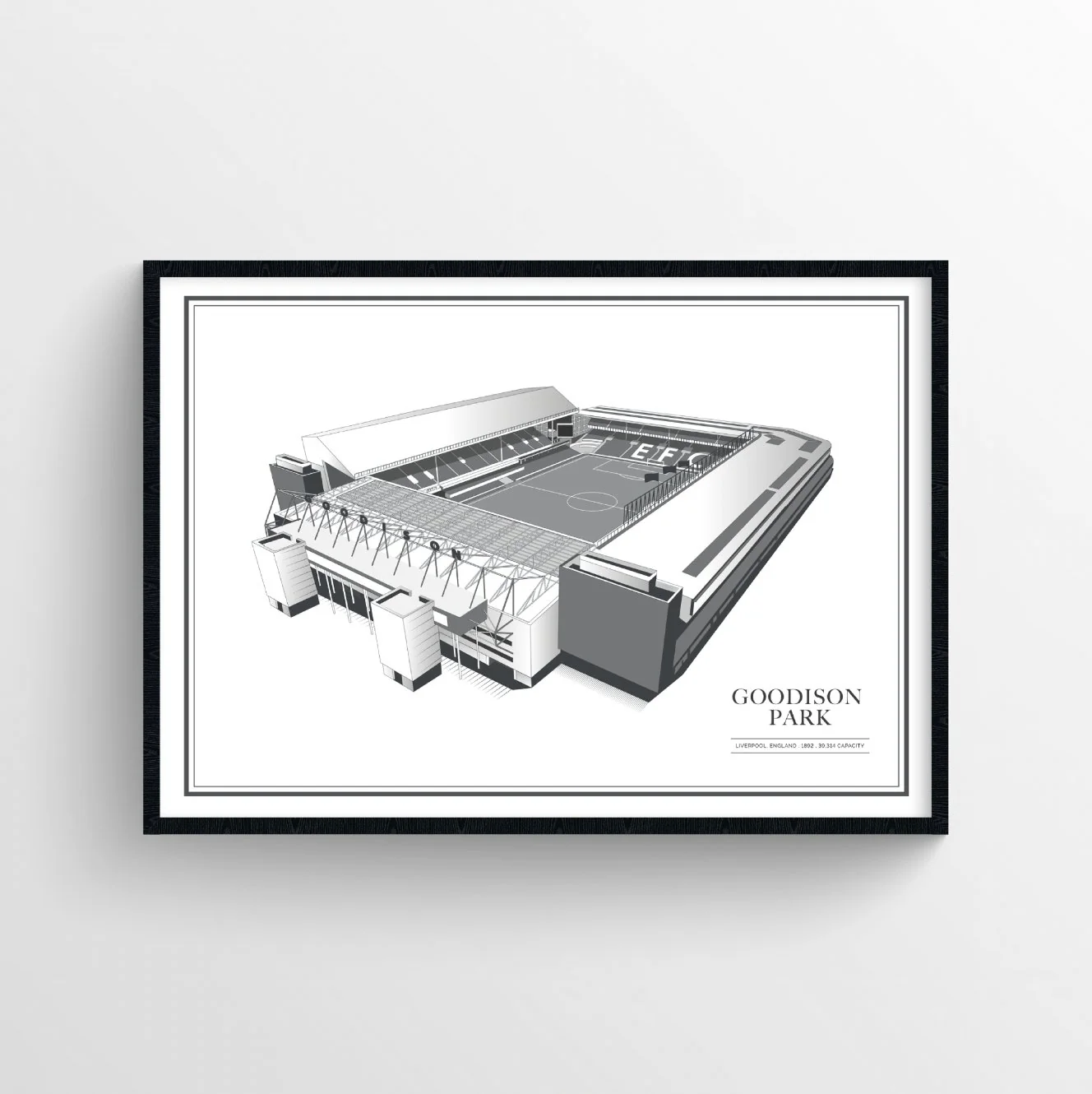 Goodison Park Line Drawn Landscape - Everton Print
